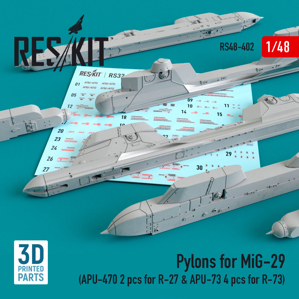 BACK IN STOCK!!! Pylons for Mikoyan MiG-29 (APU-470 2 pcs for R-27 & APU-73 2 pcs for R-73)