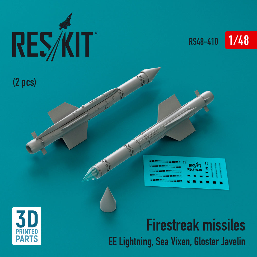 Firestreak missiles (2pcs) (BAC/EE Lightning, Sea Vixen, Gloster Javelin) (3D-Printed) (designed to be used with Airfix kits) [FAW.2 F.2A/F.6 F.1/F.3 FAW.9]