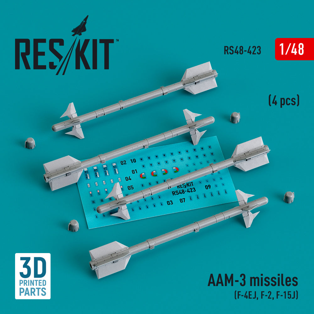 AAM-3 missiles (4 pcs) (F-4EJ, F-2, F-15J) (3D-Printed)