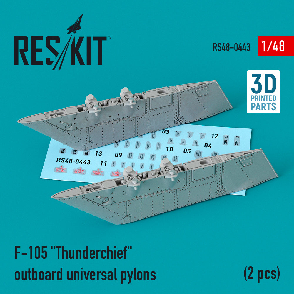 Republic F-105D/F-105G Thunderchief outboard universal pylons (2 pcs) 3D-Printed) (designed to be used with Hobby Boss, Monogram and Revell kits)