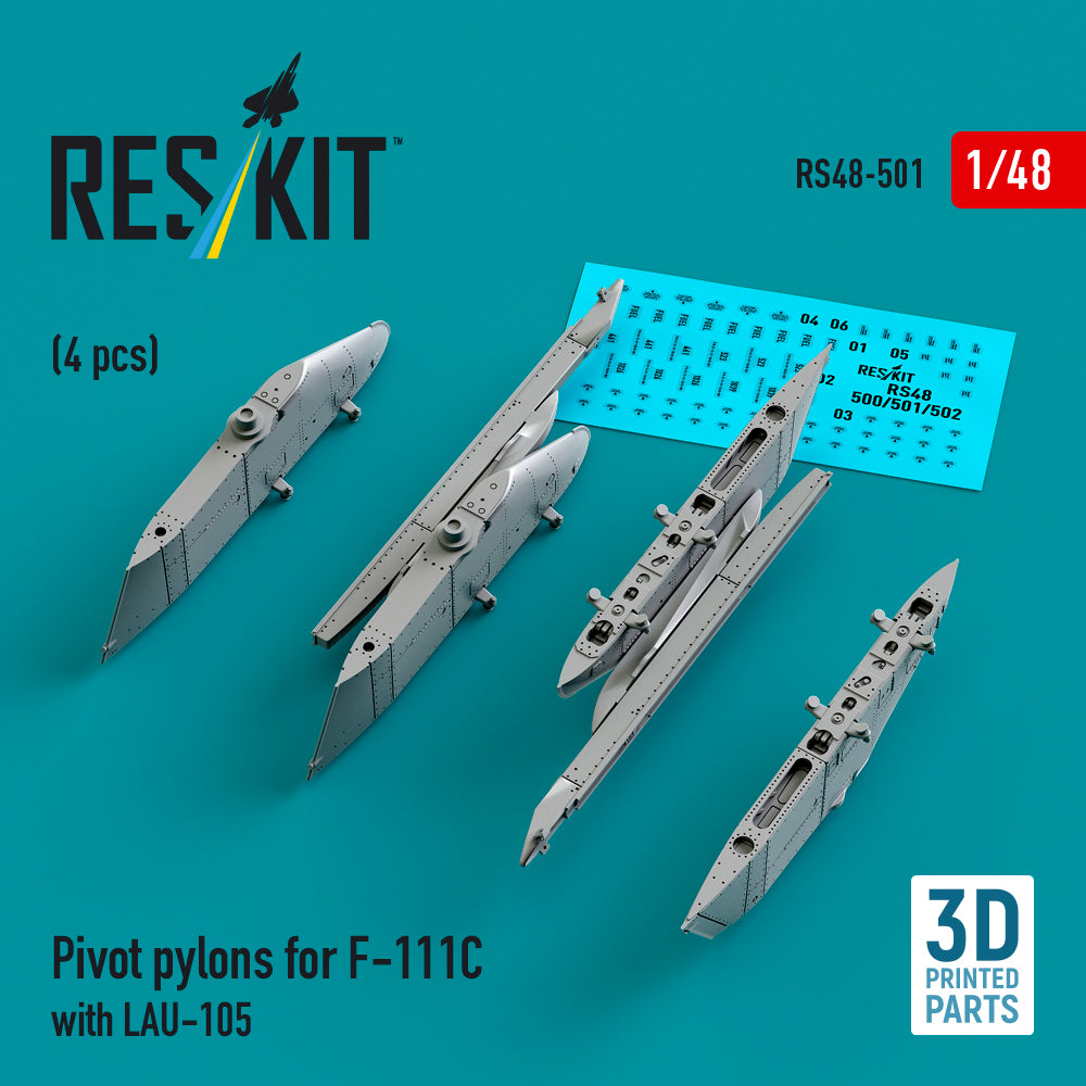 Pivot pylons for General-Dynamics F-111C with LAU-105 (4 pcs) (3D-Printed)