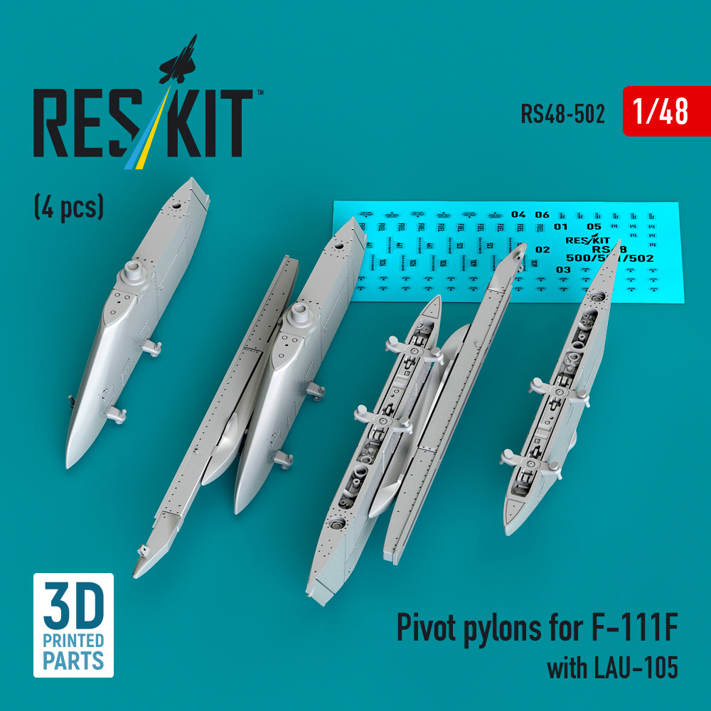 Pivot pylons for General-Dynamics F-111F with LAU-105 (4 pcs) (3D-Printed)
