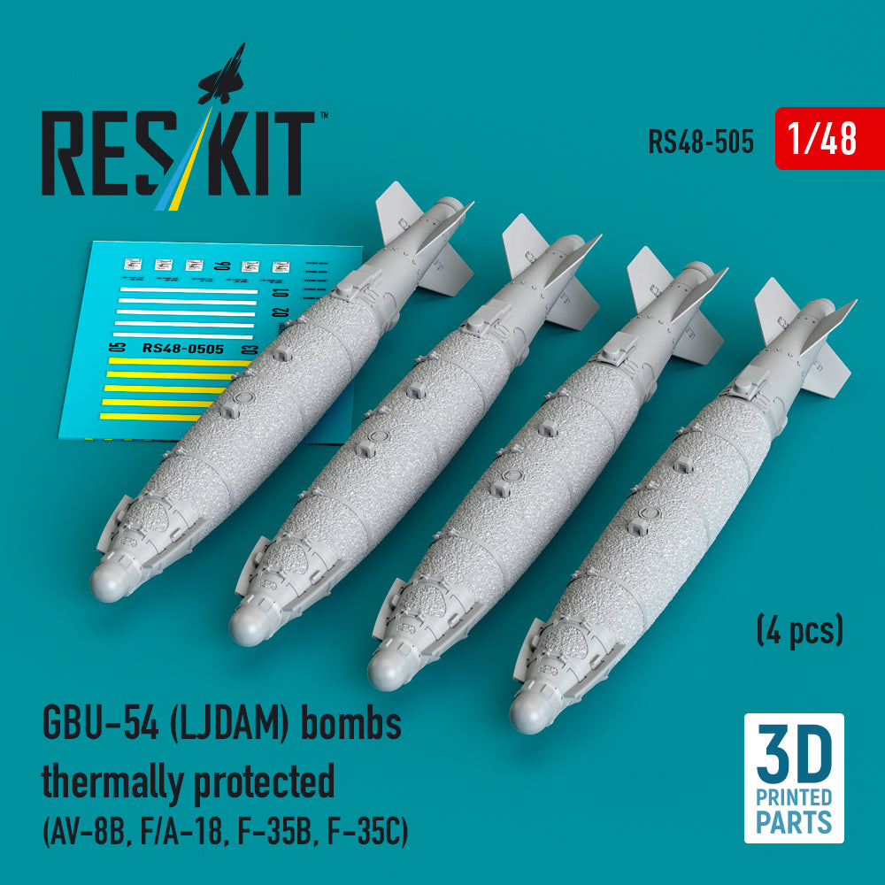 GBU-54 (LJDAM) bombs thermally protected (4 pcs) (McDonnell-Douglas AV-8B, F/A-18A-F, Lockheed-Martin F-35B, Lockheed-Martin F-35C) (3D-Printed)