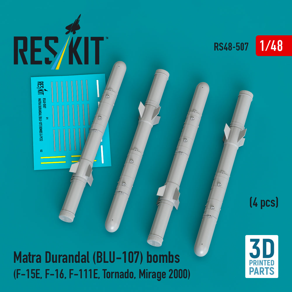 Matra Durandal (BLU-107) bombs (4 pcs) (McDonnell F-15E, F-16, F-111E, Panavia Tornado , Dassault_Mirage 2000) 3D-Printed