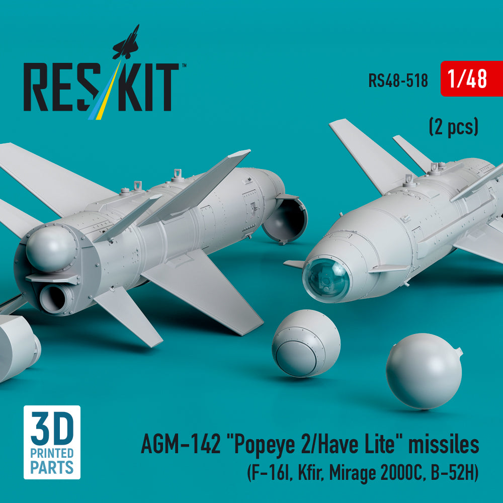 AGM-142 'Popeye 2/Have Lite' missiles (2 pcs) (Lockheed-Martin F-16I, Kfir, Dassault_Mirage 2000C, Boeing B-52H) (3D-Printed)