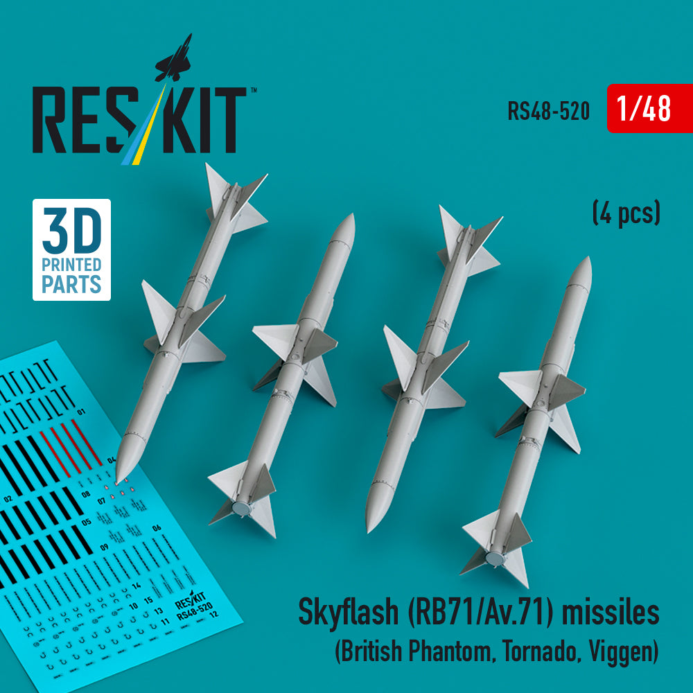 Skyflash (RB71/Av.71) missiles (4 pcs) (British Phantom, Tornado, Viggen) (3D-Printed)