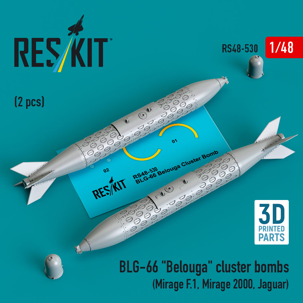 BLG-66 'Belouga' cluster bombs (2 pcs) (Dassault_Mirage F.1, Dassault_Mirage 2000, Jaguar) (3D-Printed)