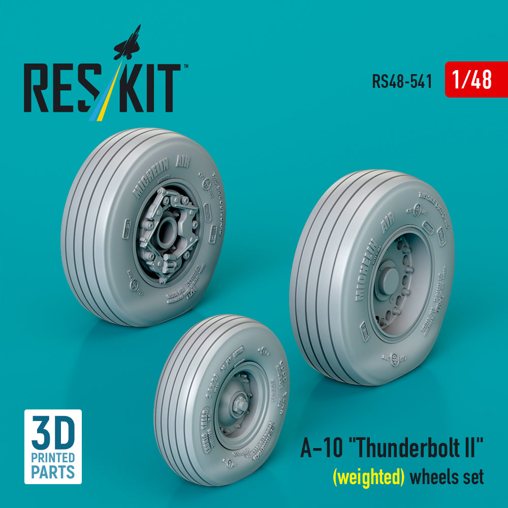 Fairchild A-10 Thunderbolt II (weighted) wheels set (3D-Printed) (1/48)