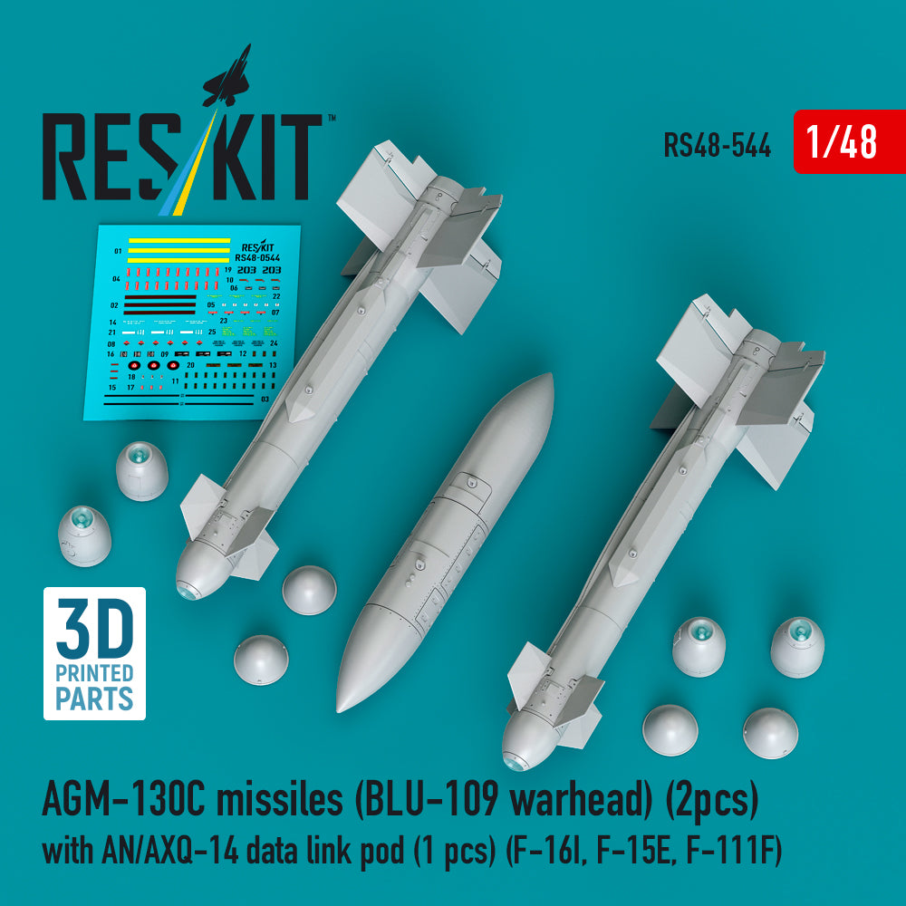 AGM-130C missiles (2 pcs) (BLU-109 warhead) with AN/AXQ-14 data link pod (1 pcs) (F-16I, McDonnell F-15E, F-111F) 3D-Printed