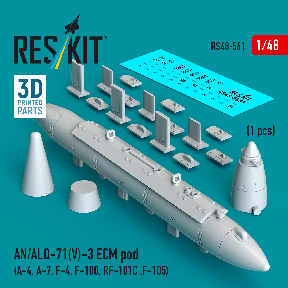 AN/ALQ-71(V)-3 ECM pod (Douglas A-4, A-7, McDonnell F-4, North-American F-100, McDonnell RF-101C, Republic F-105 ) (1pcs) 3D-Printed