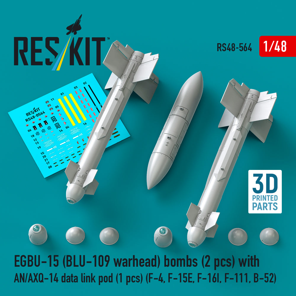EGBU-15 (BLU-109 warhead) bombs (2 pcs) with AN/AXQ-14 data link pod (1 pcs) (McDonnell F-4, McDonnell F-15E, F-16I, F-111, B-52) 3D-Printed