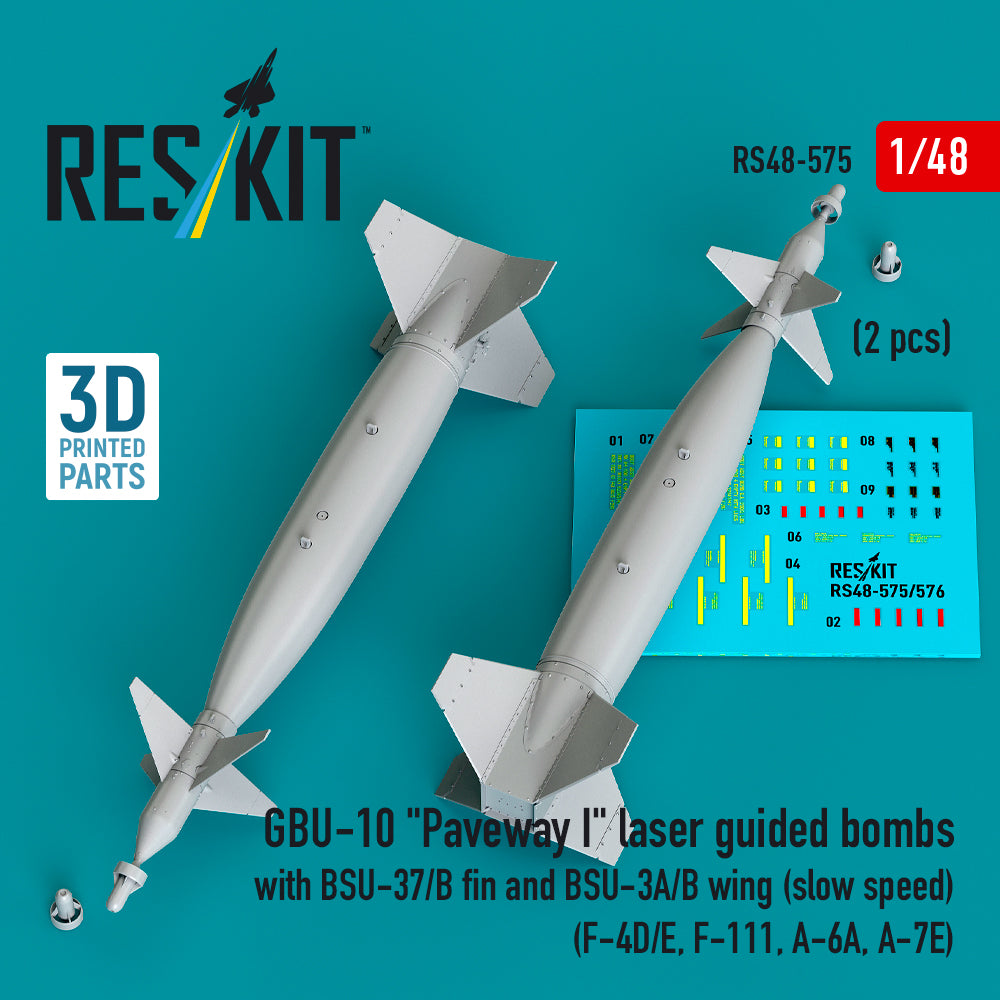 GBU-10 'Paveway I' laser guided bombs with BSU-37/B fin and BSU-3A/B wing (slow speed) (2 pcs) (F-4D/E, F-111, A-6A, A-7E) 3D-Printed