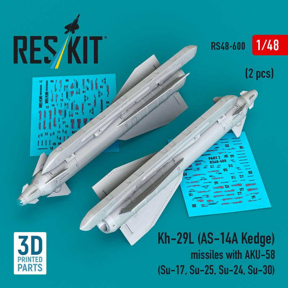 Kh-29L (AS-14A Kedge) missiles with AKU-58 (2 pcs) (Su-17, Sukhoi Su-25, Su-24, Su-30) (3D Printed)