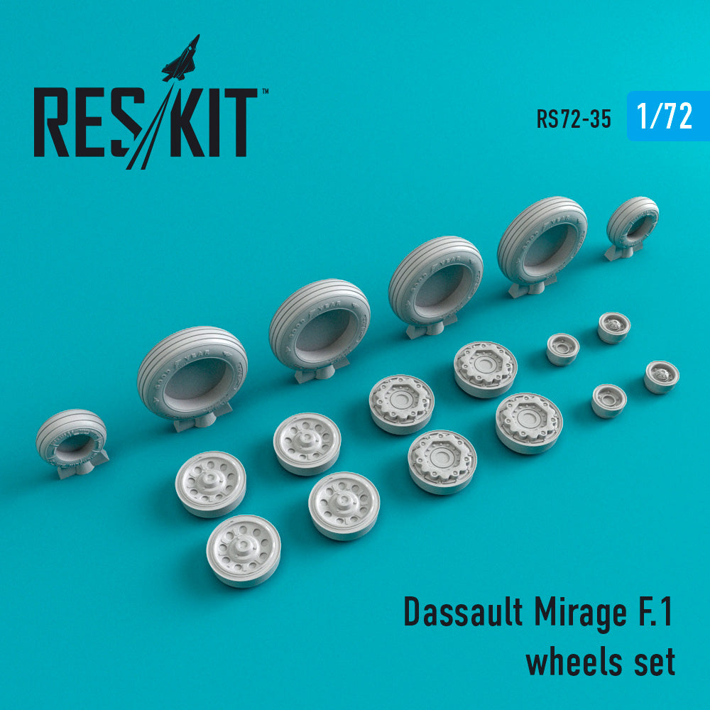 Dassault_Mirage F.1 wheels set (designed to used with Airfix, Esci, Hasegawa, Heller, Revell and Special Hobby kits) (ResKit sold out May 2026)
