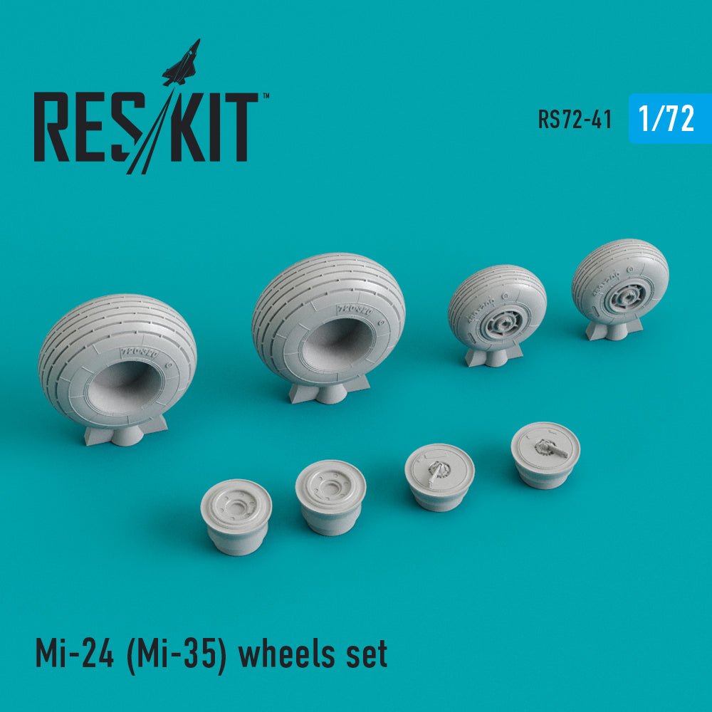 Mil Mi-24 (Mi-35) (ResKit sold out May 2026)  wheels set (1/72) (ResKit sold out May 2026)  (designed to be used with Eduard kits, Hobby Boss, Italeri, Revell and Zvezda kits) (ResKit sold out May 2026) [Mil-24D]