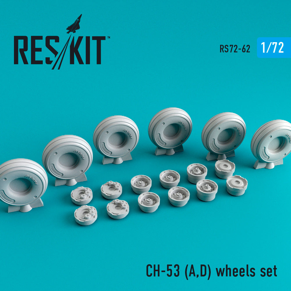 Sikorsky CH-53 (Sikorsky CH-53A, Sikorsky CH-53D) wheels set (designed to be used with Bilek, Fujimi and Italeri kits) (Reskit sold out October 2025]