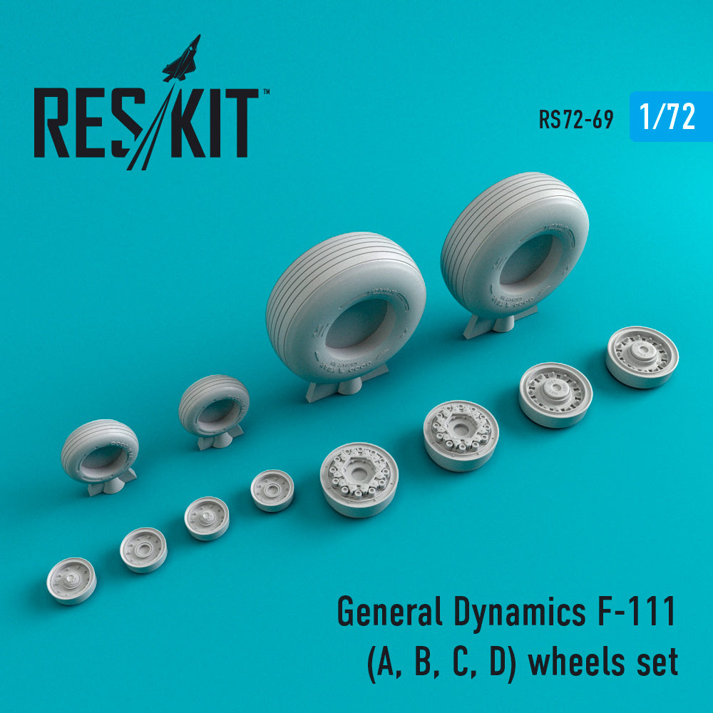 General-Dynamics F-111A/F-111B/F-111C/F-111D) (ResKit sold out May 2026)  wheels set (designed to be used with AMT, Esci, Hasegawa and Revell kits) (ResKit sold out May 2026)