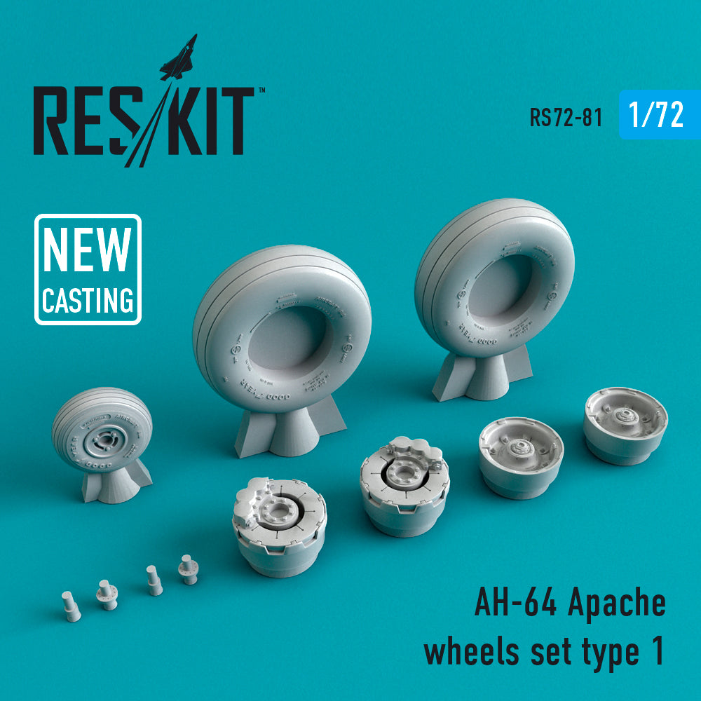 Bell/Boeing AH-64A/AH-64D Apache wheels set (designed to be used with Academy, Hasegawa, Italeri and Zvezda kits)[Westland] (ResKit sold out February 2026)