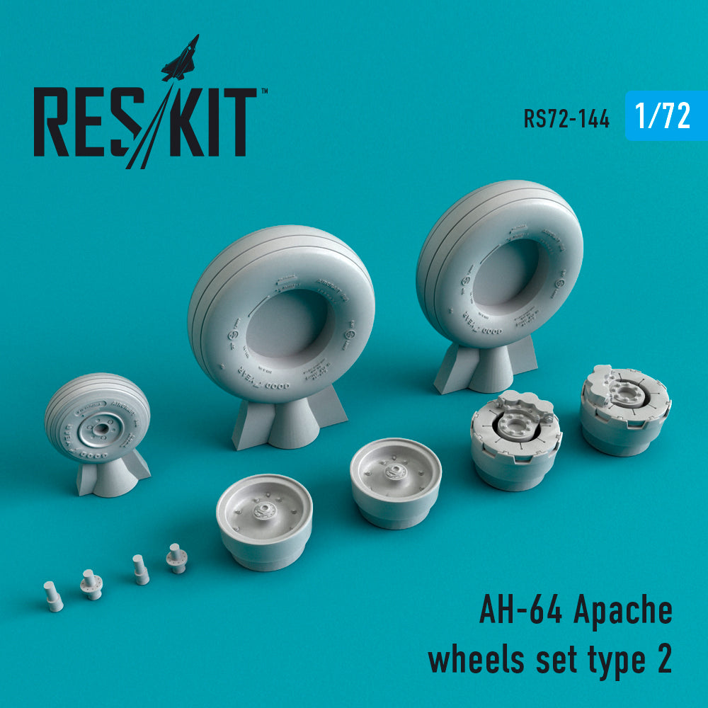 Bell/Boeing AH-64A Apache wheels set Type 2 (designed to be used with Academy, Hasegawa, Italeri and Zvezda kits)[Boeing] (ResKit sold out February 2026)