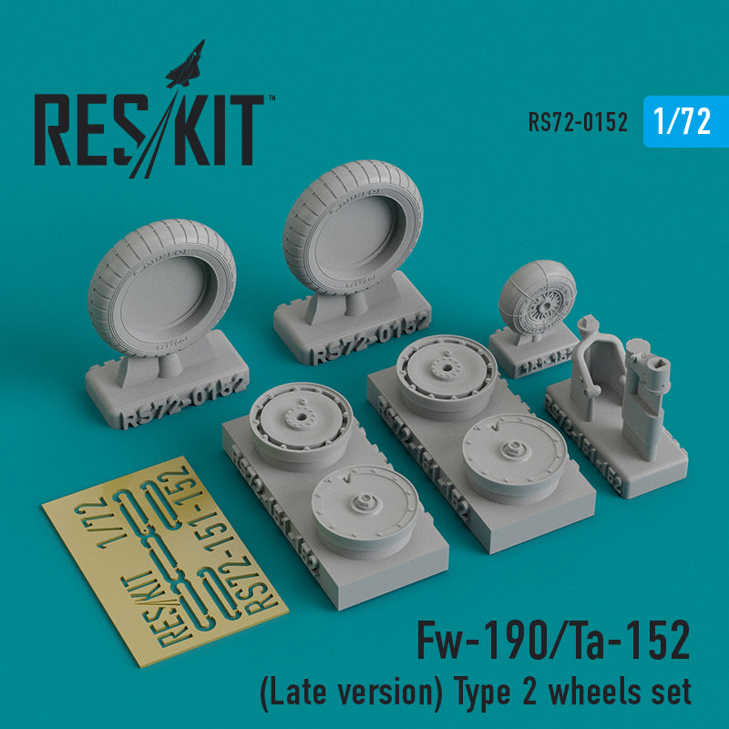 Focke-Wulf Fw-190/Ta-152 (Late version) Type 2 wheels set AZ model, Academy, Airfix, Bilek, Eduard kits, Hasegawa, Italeri, Hobby Boss, Revell, Tamiya kits)