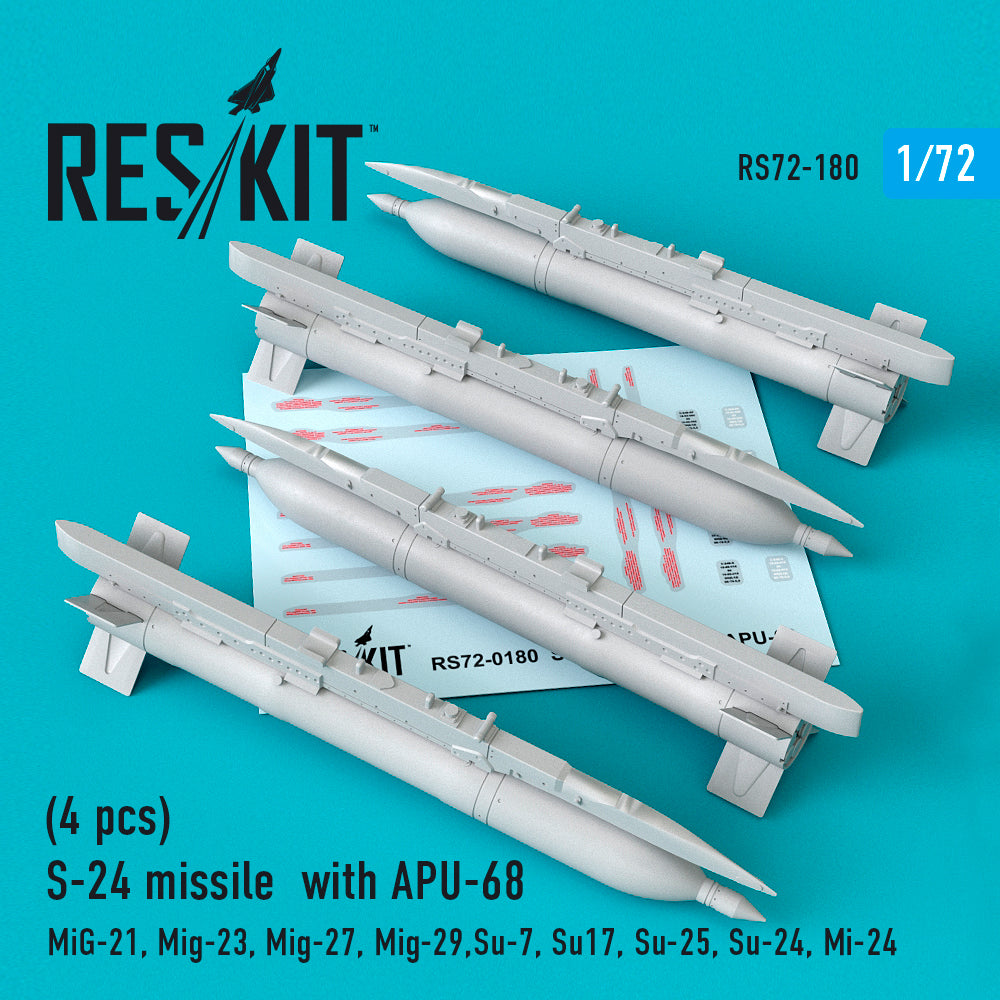 S-24 missiles with APU-68 (4 pcs) Mikoyan (MiG-21, MiG-23, MiG-27, MiG-29, Sukhoi Su-7, Su-17, Su-25, Su-24, Mil Mi-24) (Reskit sold out March 2025)