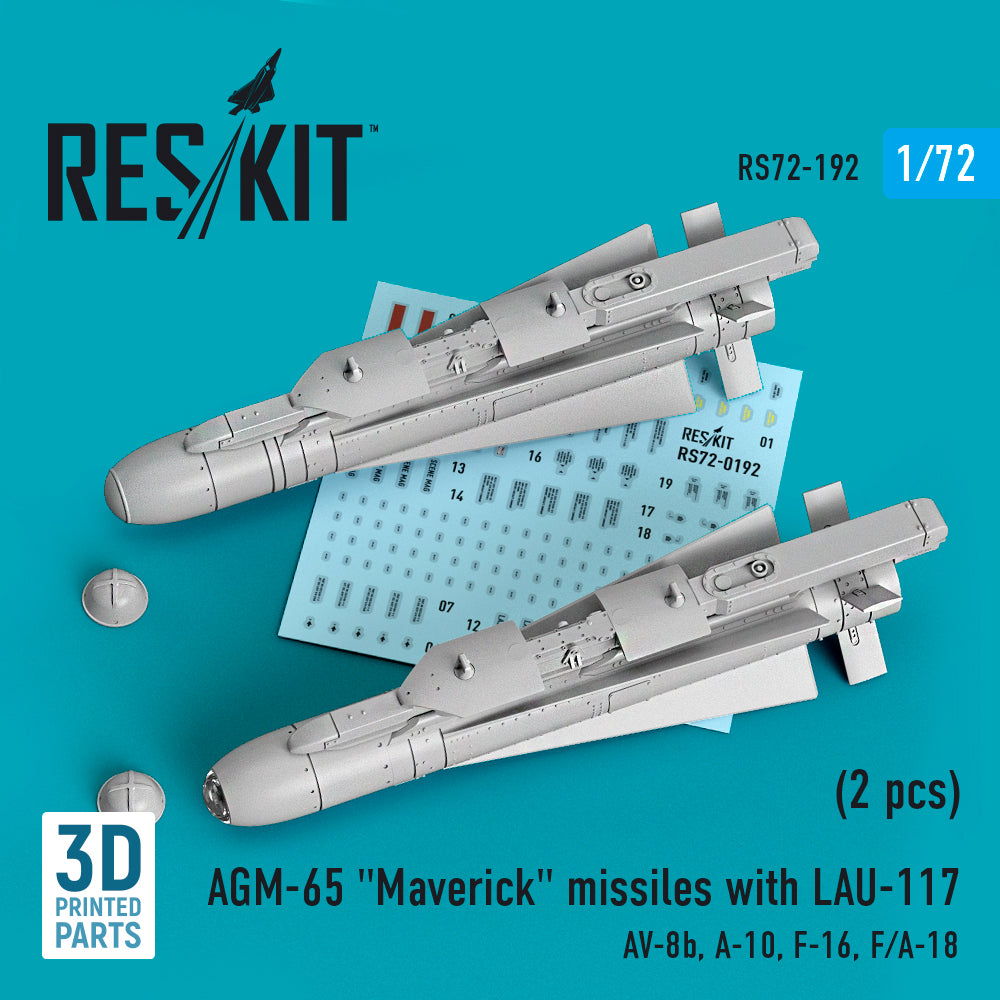 AGM-65 Maverick missile with LAU-117 x 2 (McDonnell-Douglas AV-8b, A-10, Lockheed-Martin F-16, F/A-18) (3D-Printed)