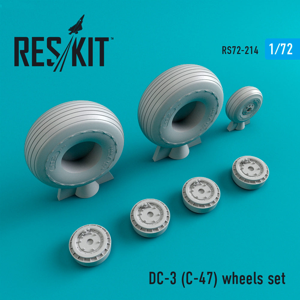 Douglas DC-3 Dakota (C-47 Skytrain) (ResKit sold out May 2026)  wheels set	(designed to be used with Airfix, Esci and Italeri kits) (ResKit sold out May 2026) [AC-47]