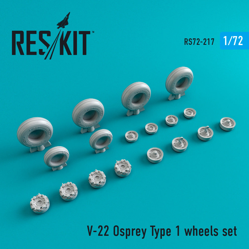 Bell-Boeing V-22 Osprey Type 1 wheels set (designed to be used with Hasegawa and Italeri kits)[CV-22B MV-22B] (discontinued by Reskit June 2025)