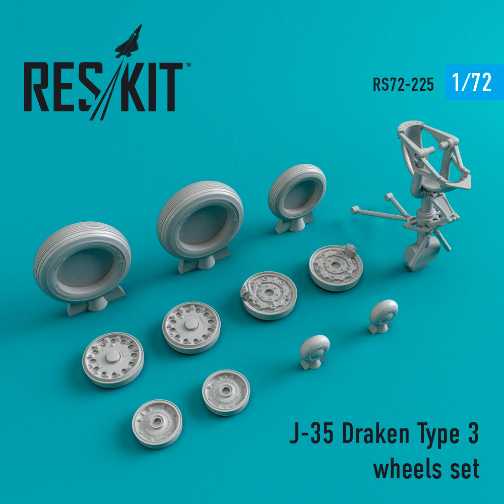 Saab J-35 Draken Type 3 wheels set (designed to be used with Hasegawa and Revell kits) (ResKit sold out February 2026)