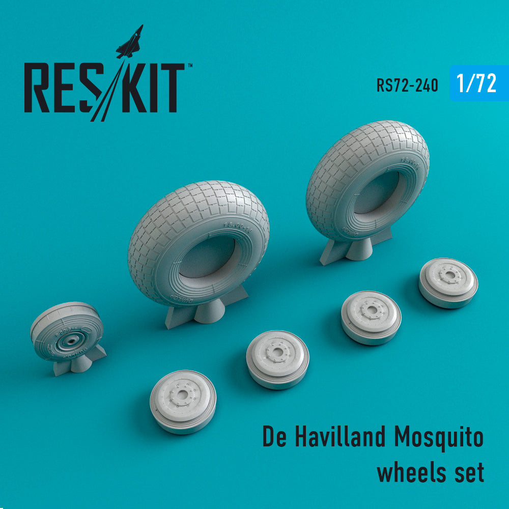 de Havilland Mosquito wheels set (designed to be used with Airfix, Hasegawa and Tamiya kits) (ResKit sold out May 2026)  [NF.XIII Mk.XVII Mk.IV Mk.VI Mk.XIII NF.II Mk.IX/NF.30 NF.XIX/J.30 Mk.IV/Mk.VI]