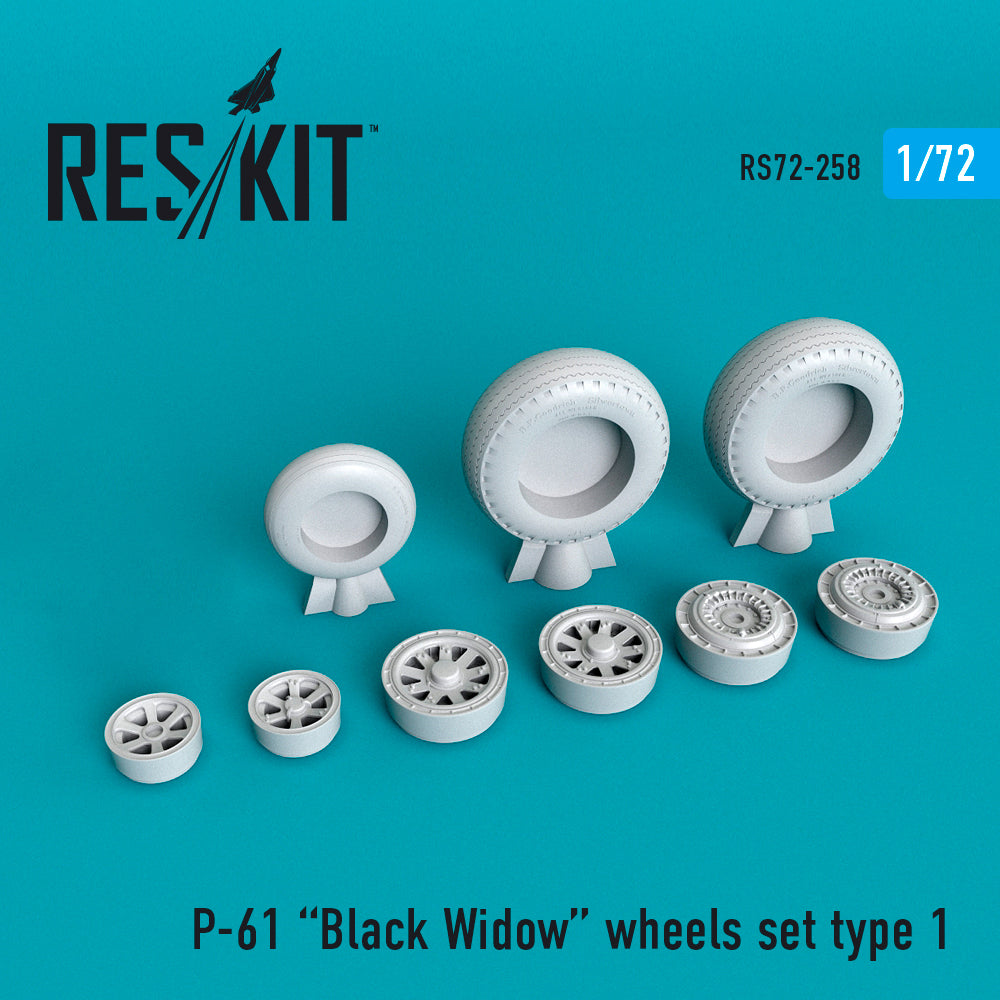 Northrop P-61A/P-61B Black Widow wheels set (designed to be used with Dragon and Hobby Boss kits) (ResKit sold out May 2026)