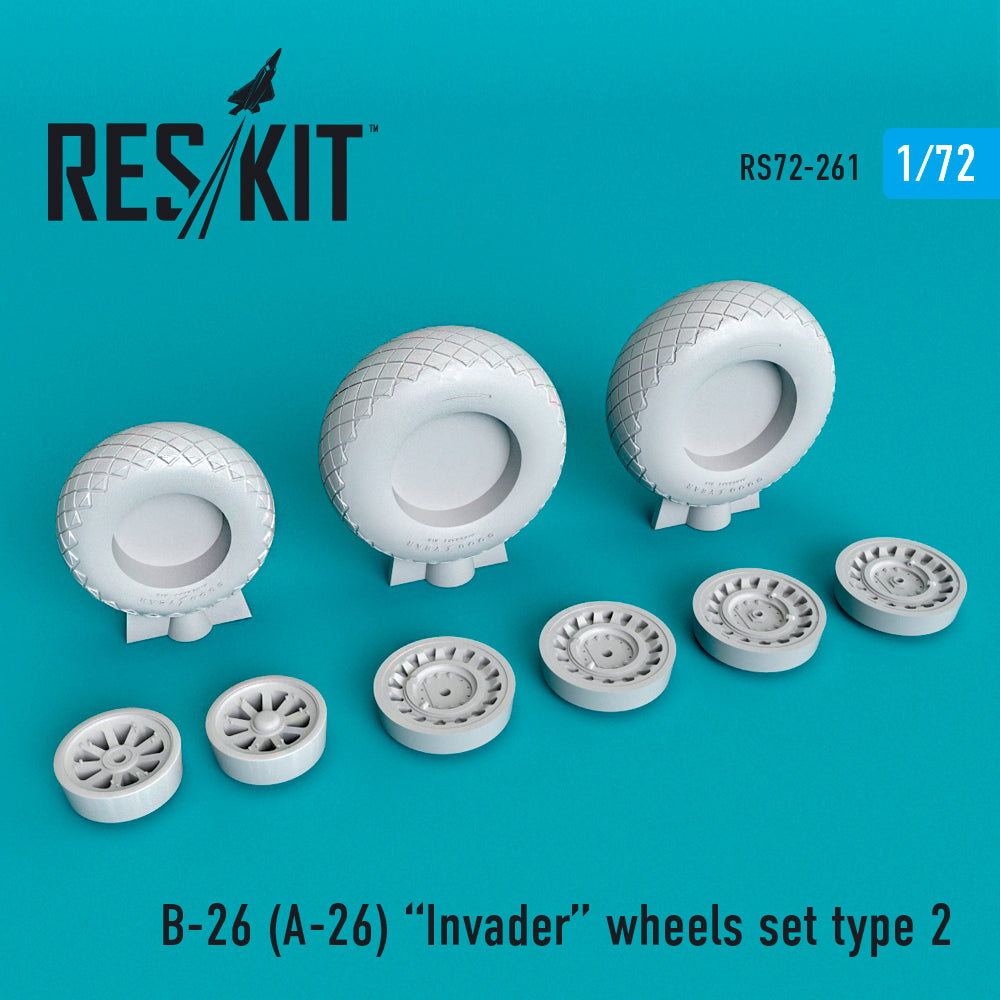 Douglas B-26 (A-26) (ResKit sold out May 2026)  Invader wheels set type 2 (designed to be used with Italeri kits) (ResKit sold out May 2026) [B-26K A-26C A-26A A-26B]