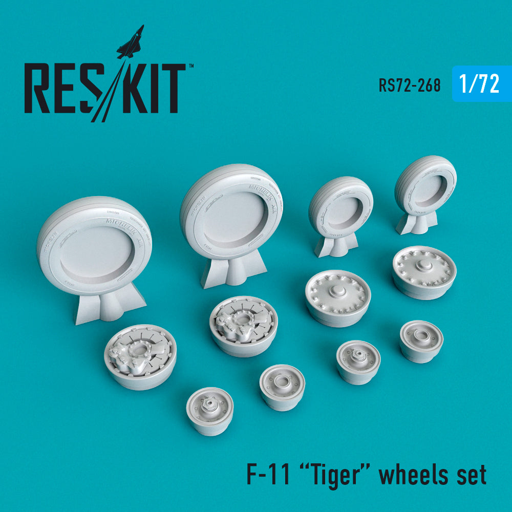 Grumman F-11 Tiger wheels set (designed to be used with Hasegawa kits)(discontinued by Reskit June 2025)
