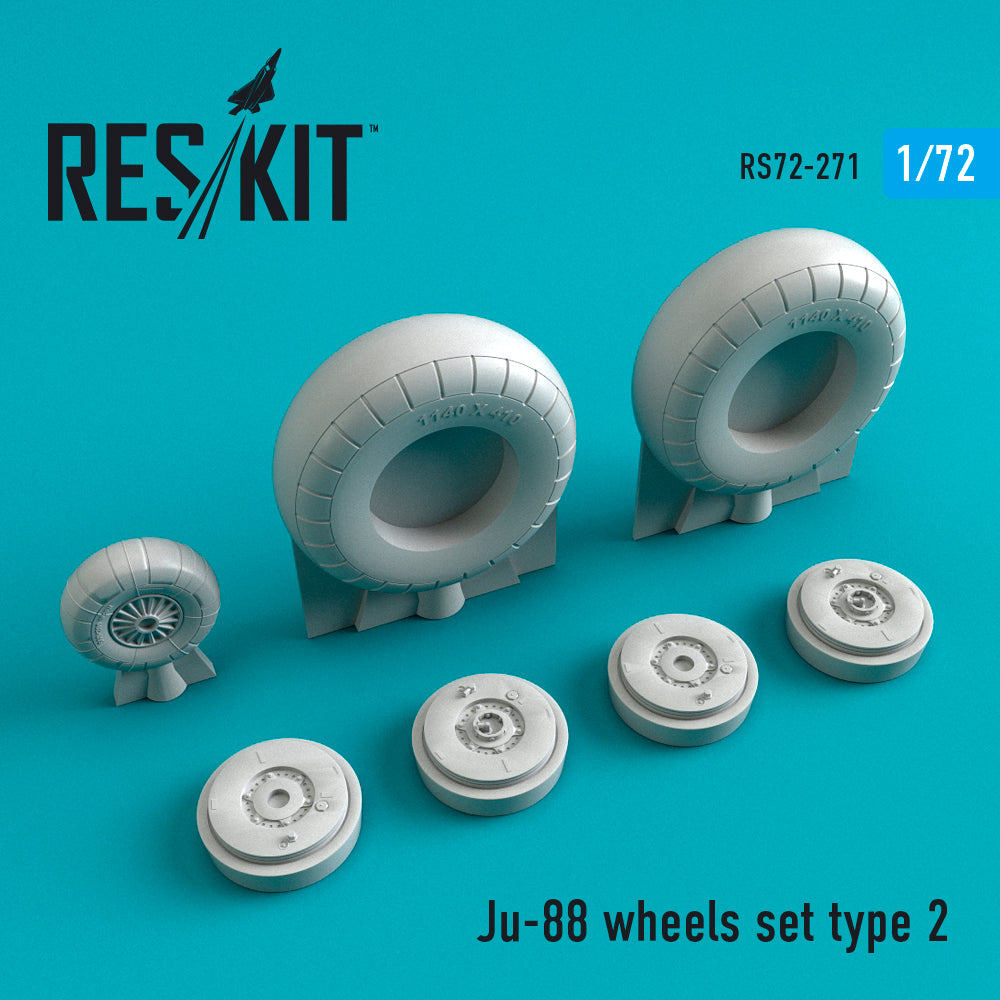 Junkers Ju-88 wheels set type 2 (designed to be used with Airfix, Italeri, Revell and Zvezda kits) (ResKit sold out May 2026)