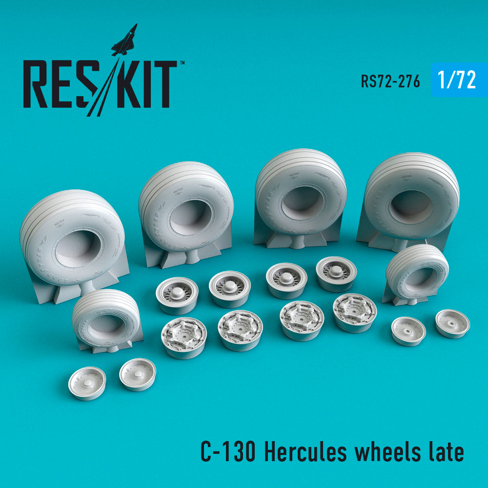 Lockheed C-130H Hercules wheels late version 	(designed to be used with Italeri and Zvezda kits) (ResKit sold out May 2026)  [C-130J AC-130A KC-130F DC-130 AC-130H HC-130J MC-130H]