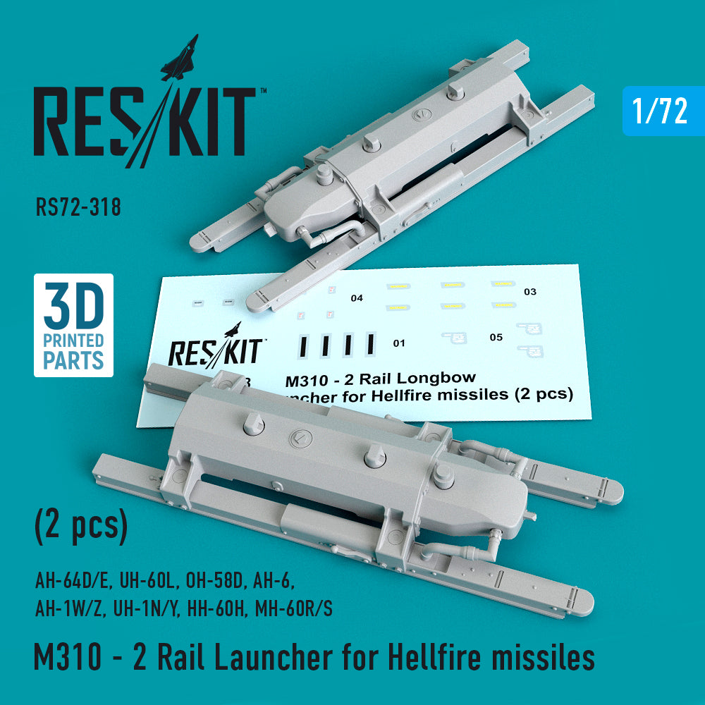 M310 - 2 Rail Launcher for Hellfire missiles (2 pcs) (Bell/Boeing AH-64D/E, Sikorsky UH-60L, OH-58D, AH-6, AH-1W/Z, Bell UH-1N/Y, HH-60H, MH-60R/S) (Reskit sold out October 2025]