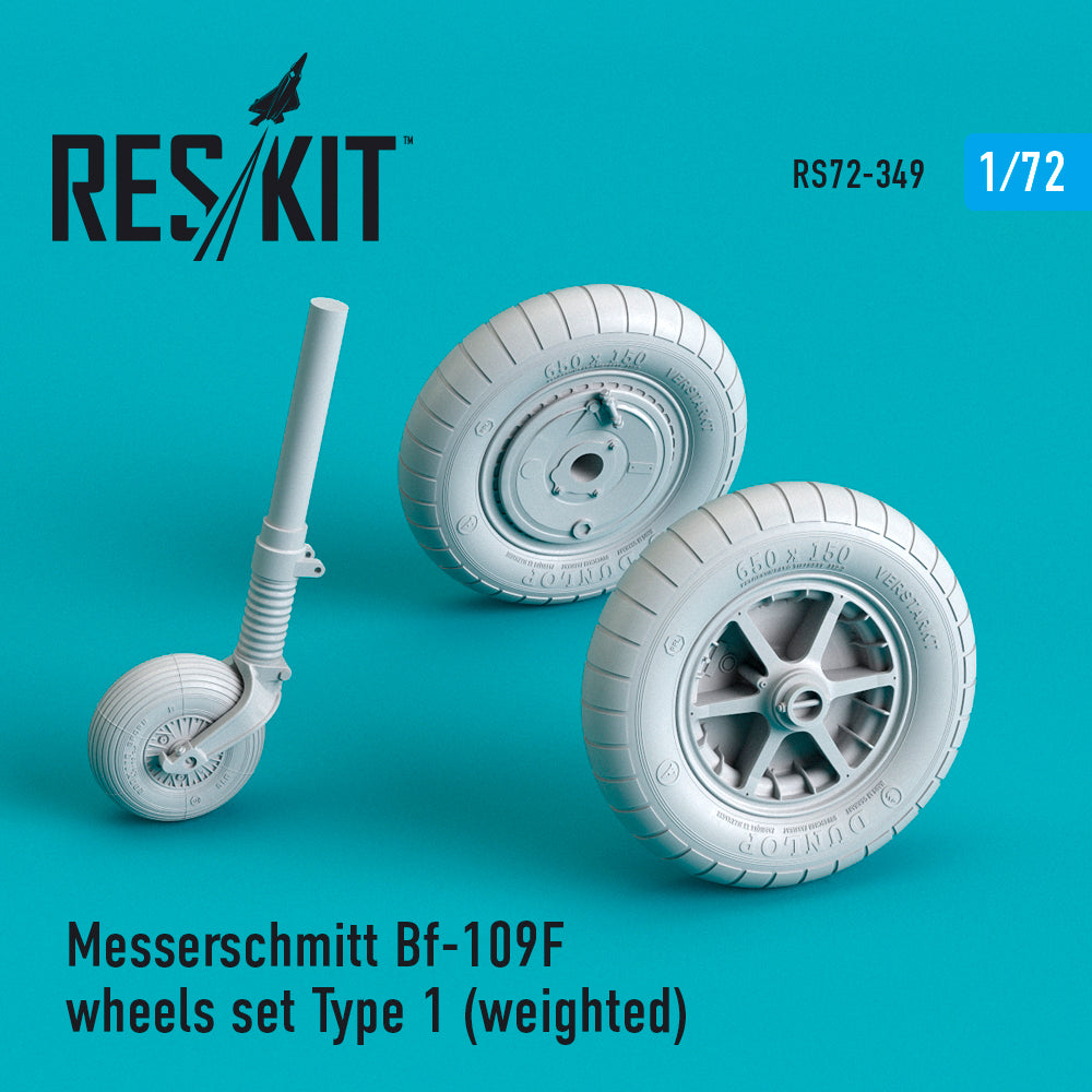 Messerschmitt Bf-109F (G Early) (ResKit sold out May 2026)  wheels set Type 1 (bulged tyre/weighted effect) (ResKit sold out May 2026)  (designed to be used with AZ Models, Zvezda, Tamiya, Revell, Fine Molds kits) (ResKit sold out May 2026)