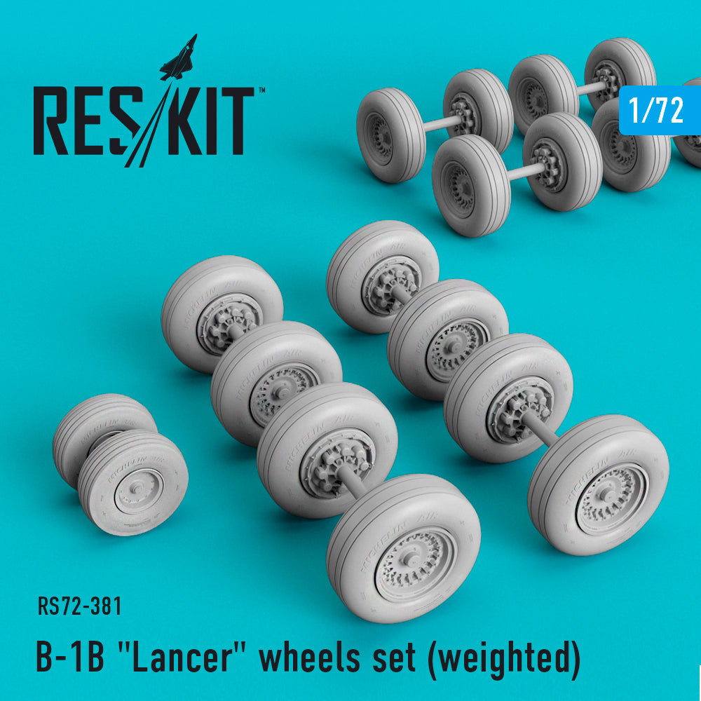 Rockwell B-1B Lancer wheels set (bulged tyre/weighted effect) (designed to be used with Airfix, Monogram and Revell kits) (ResKit sold out February 2026)