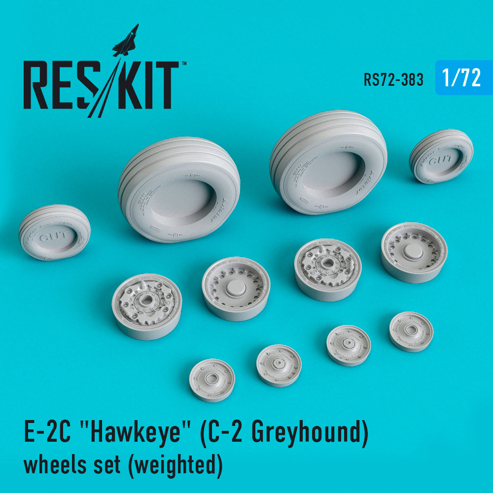 Grumman E-2C Hawkeye (C-2 Greyhound) (ResKit sold out May 2026)  wheels set (bulged tyre/weighted effect) (ResKit sold out May 2026)