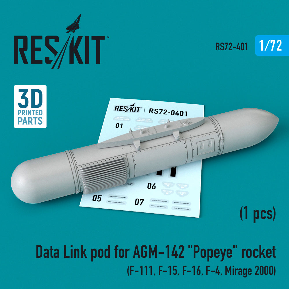 Data Link pod for AGM-142 Popeye rocket (McDonnell F-15, F-16, McDonnell F-4, Dassault_Mirage 2000, F-111) Aardvark (4 pcs) (designed to be used with Hasegawa kits) [General-Dynamics F-111A F-111C F-111D F-111E F-111F]