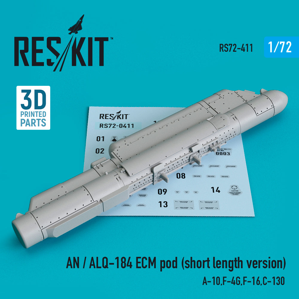 AN / ALQ-184 ECM pod (short length version) (Fairchild A-10, McDonnell F-4G,F-16,C-130) (3D-Printed)