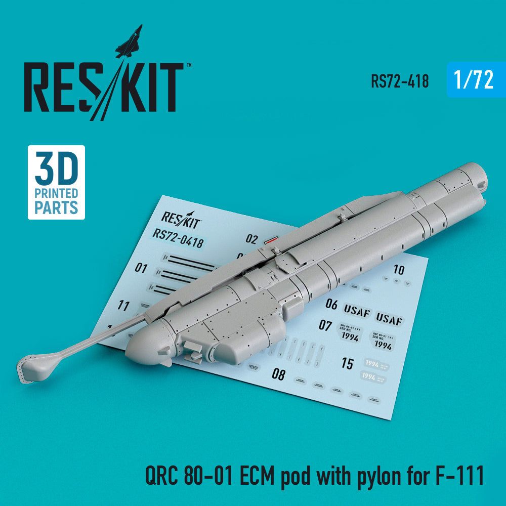 QRC 80-01 ECM pod with pylon for General-Dynamics F-111 (3D-Printed)