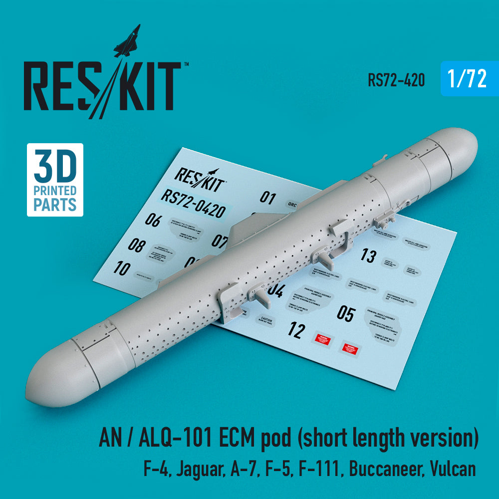 AN / ALQ-101 ECM pod (short length version) ( McDonnell F-4, Sepecat Jaguar , LTV A-7, F-5, General-Dynamics F-111, Buccaneer, Vulcan) (3D-Printed)