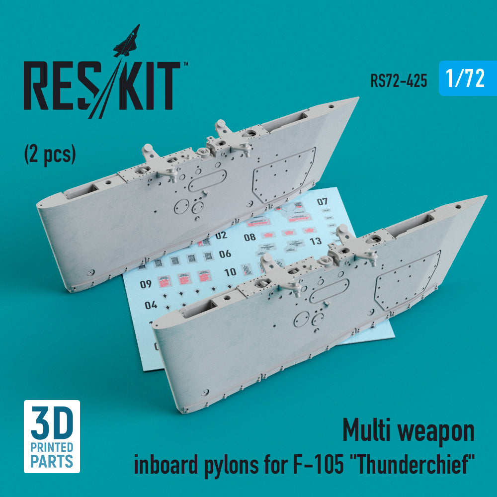 Multi weapon inboard pylons for Republic F-105 Thunderchief (2 pcs) (3D-Printed) (1/72)