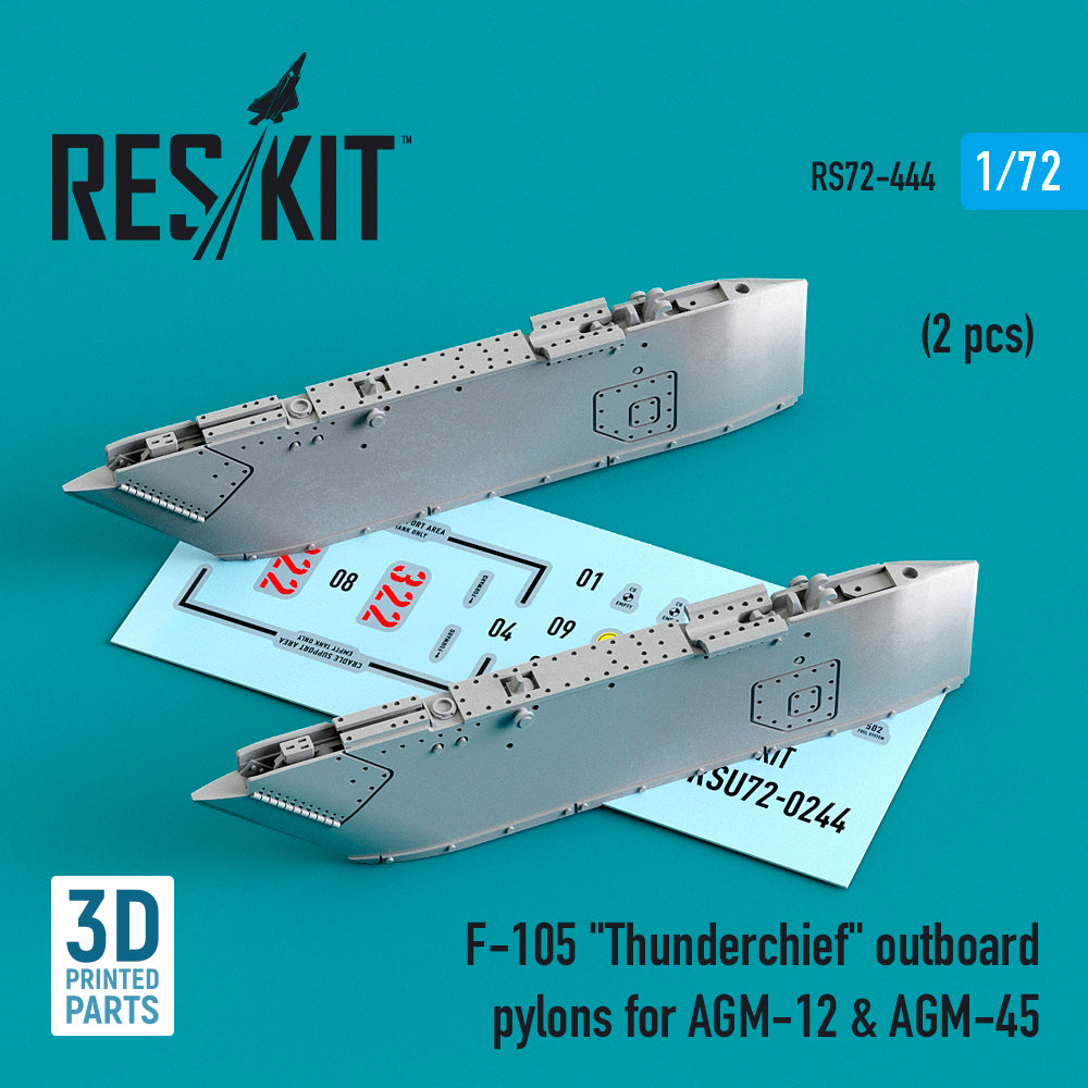 Republic F-105D/F-105G Thunderchief outboard AGM-12 & AGM-45 pylons (2 pcs) 3D-Printed)