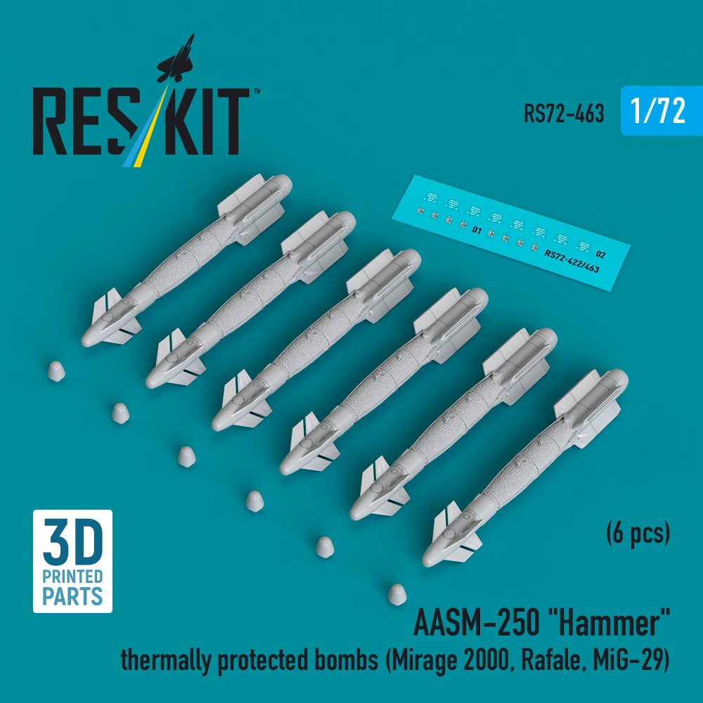 AASM-250 Hammer thermally protected bombs (6 pcs) (Dassault_Mirage 2000, Rafale, MiG-29) (3D-Printed)