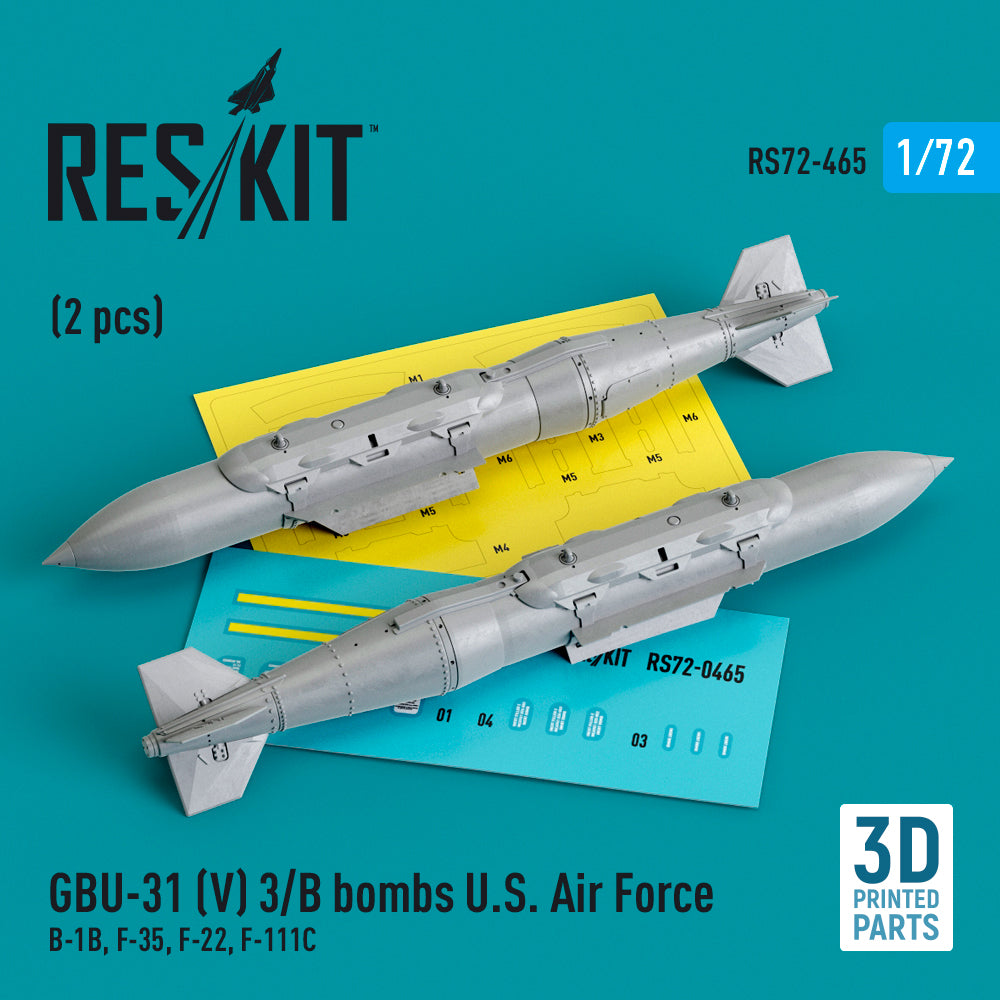GBU-31 (V) 3/B bombs U.S. Air Force (2 pcs) (B-1B, Lockheed-Martin F-35, F-22, General-Dynamics F-111C) (3D-Printed)