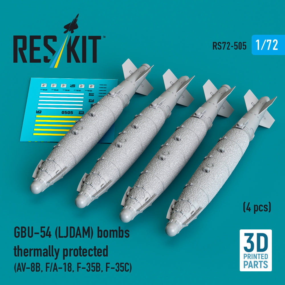 GBU-54 (LJDAM) bombs thermally protected (4 pcs) (McDonnell-Douglas AV-8B, F/A-18A-F, Lockheed-Martin F-35B, Lockheed-Martin F-35C) (3D-Printed)