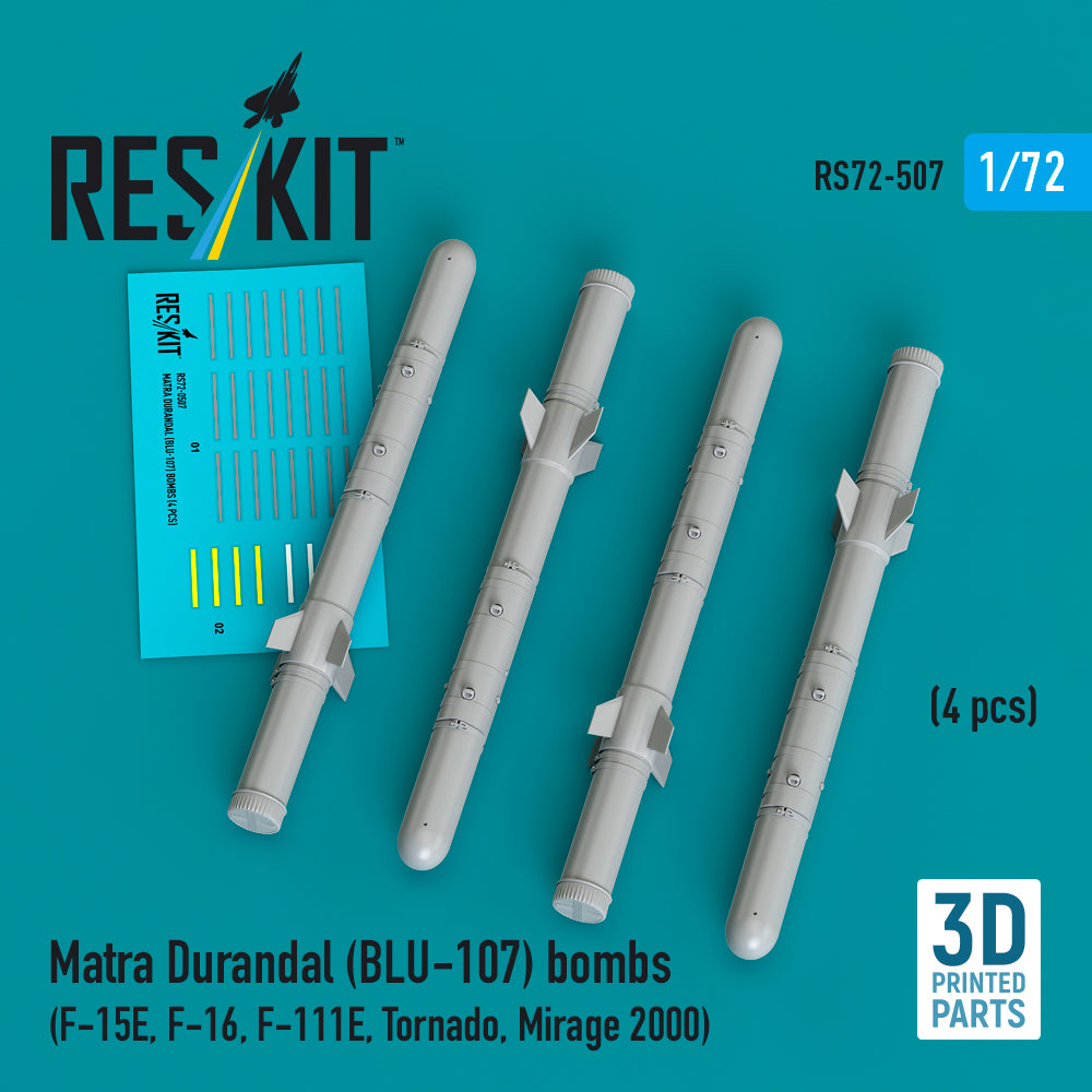 Matra Durandal (BLU-107) bombs (4 pcs) (F-15E, F-16, F-111E, Panavia Tornado , Dassault_Mirage 2000) 3D-Printed