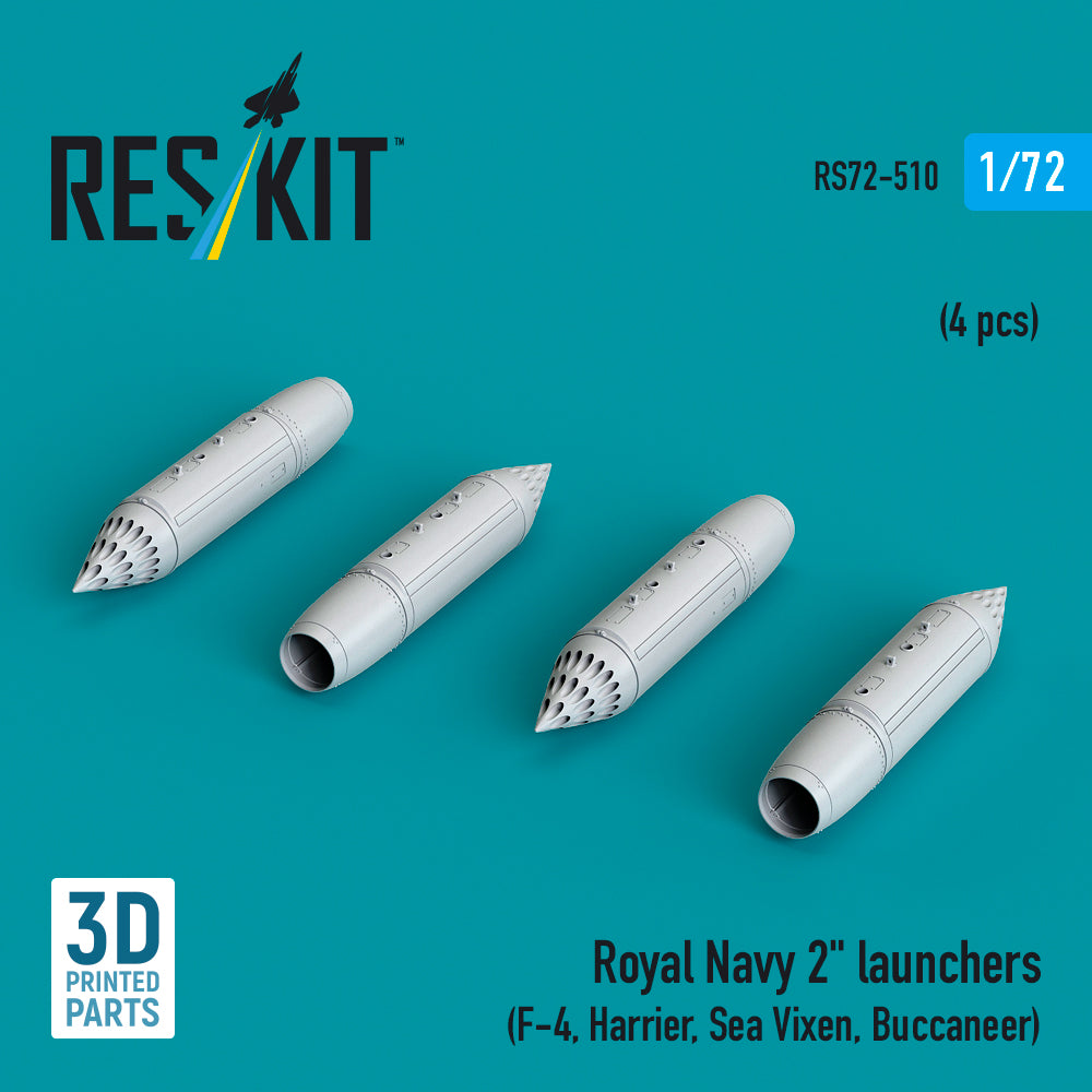 Royal Navy 2 launchers (4 pcs) (McDonnell F-4, Harrier, Sea Vixen, Buccaneer) (3D-Printed)